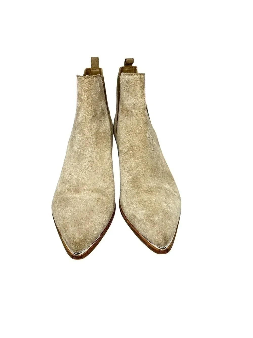 Marc Fisher Beige Yale Pointy‎ Toe Chelsea Suede Leather Women’s Bootie Size 8M